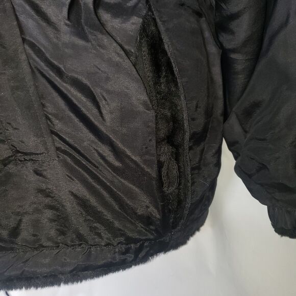 Vintage NY CLASSICS Black Faux Fur Reversible Silk Coat Womens Plus Size 3X - Picture 5 of 8